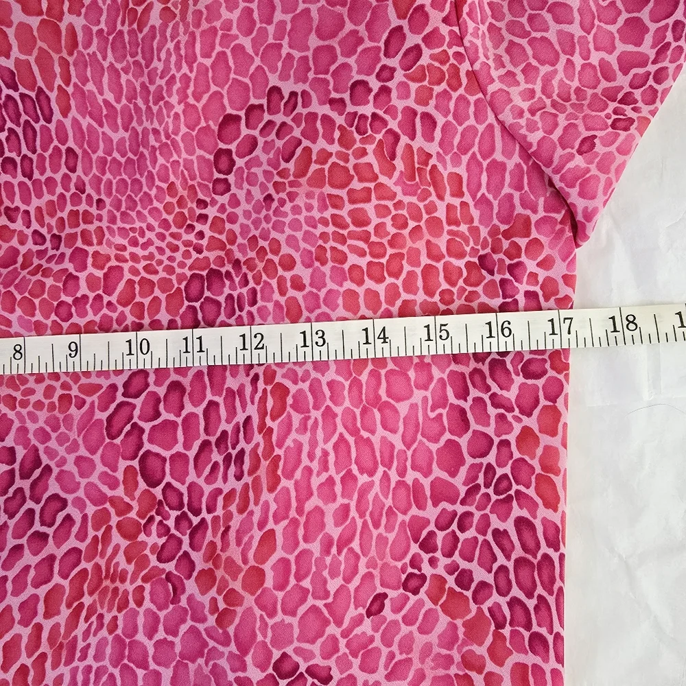 Donna Ricco 2pc Skirt Set Size 6 Pink Animal Pebble Print Short Sleeve Ruffle